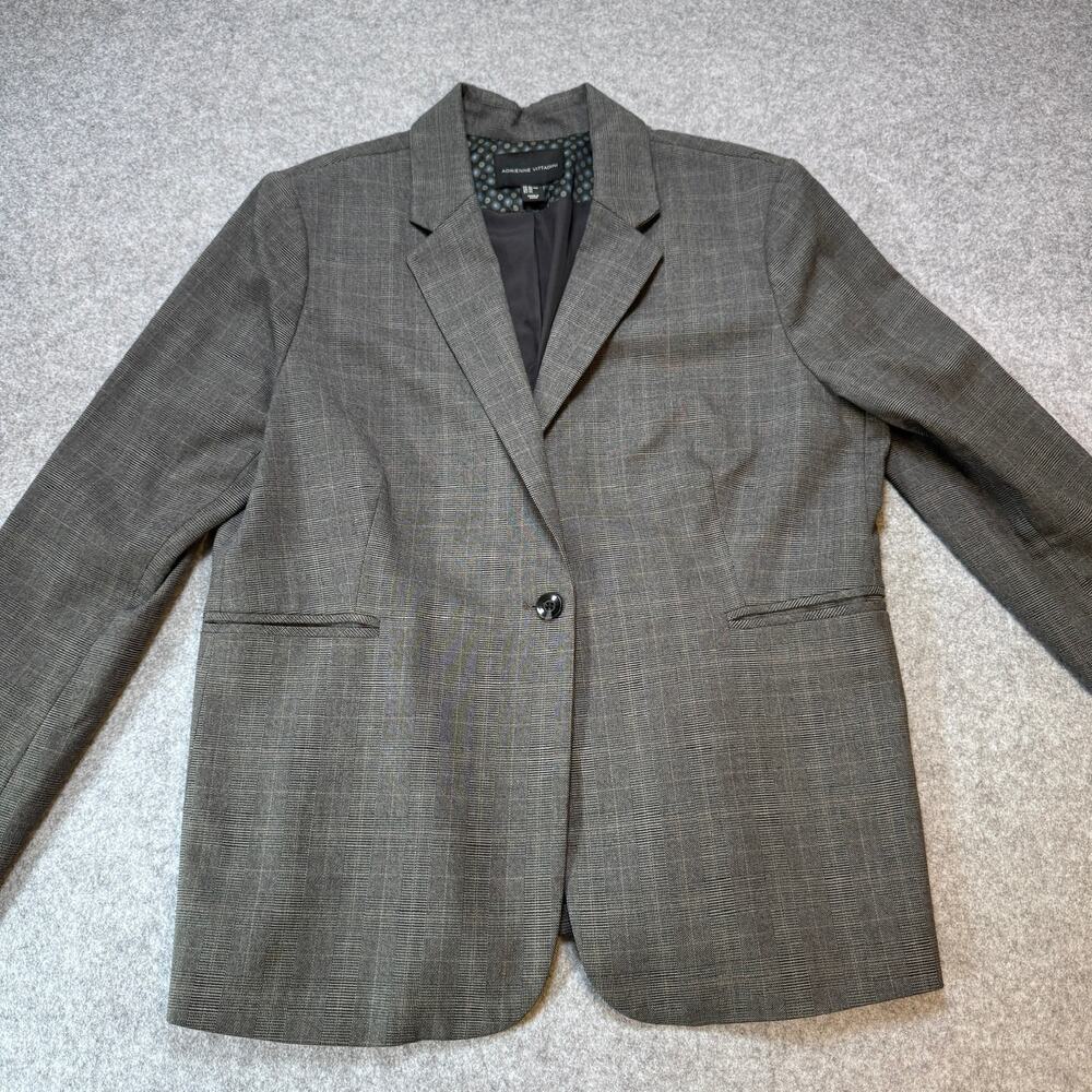 Adrienne Vittadini Women's XL Gray Glen Plaid Blazer Career Lined Jacket